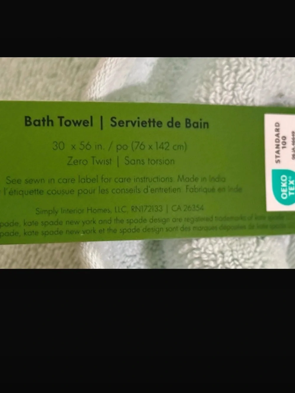 KATE SPADE NY PALE BLUE BATH TOWEL NEW